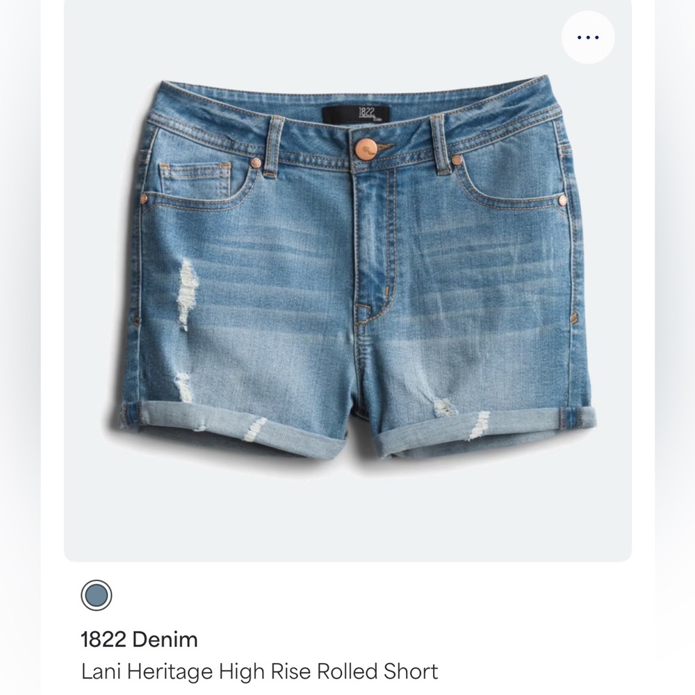 1822 Denim Blue Jean Shorts with Frayed Hem